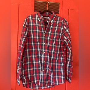 Chaps Red and Blue Plaid Button-Up Shirt Size M